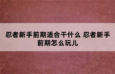 忍者新手前期适合干什么 忍者新手前期怎么玩儿